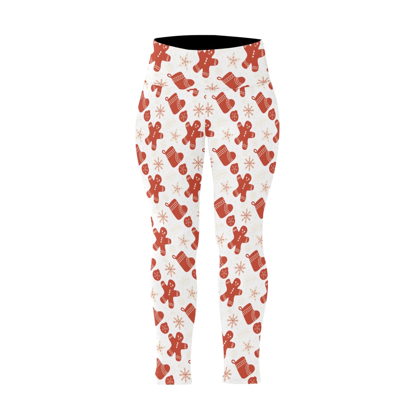 Gingerbread Man Women's High Waist Leggings (Plus Size)