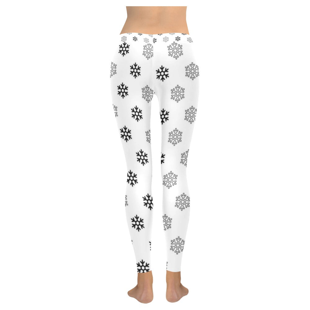 Festive Black and White Women's All-Over Low Rise Leggings