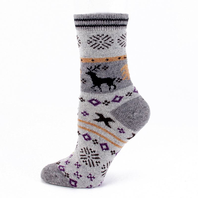 Playful Christmas Elk Woolen Socks