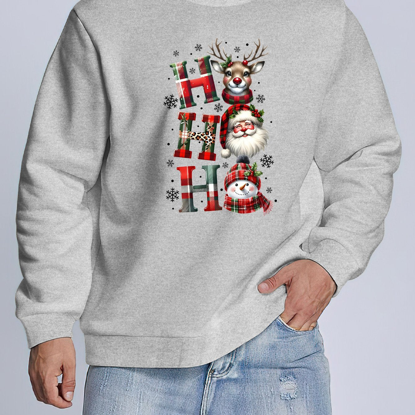 Men's Christmas Sweatshirt - Casual Street Style, Round Neck