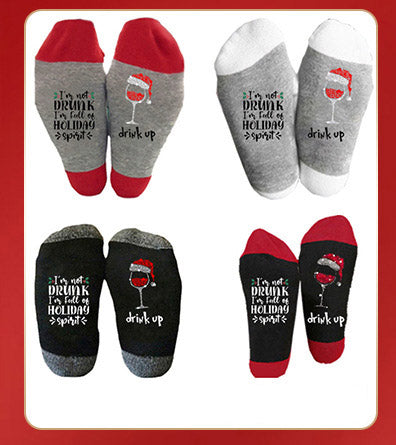 Funny Drunk Christmas Socks - Ho Ho Ho Theme