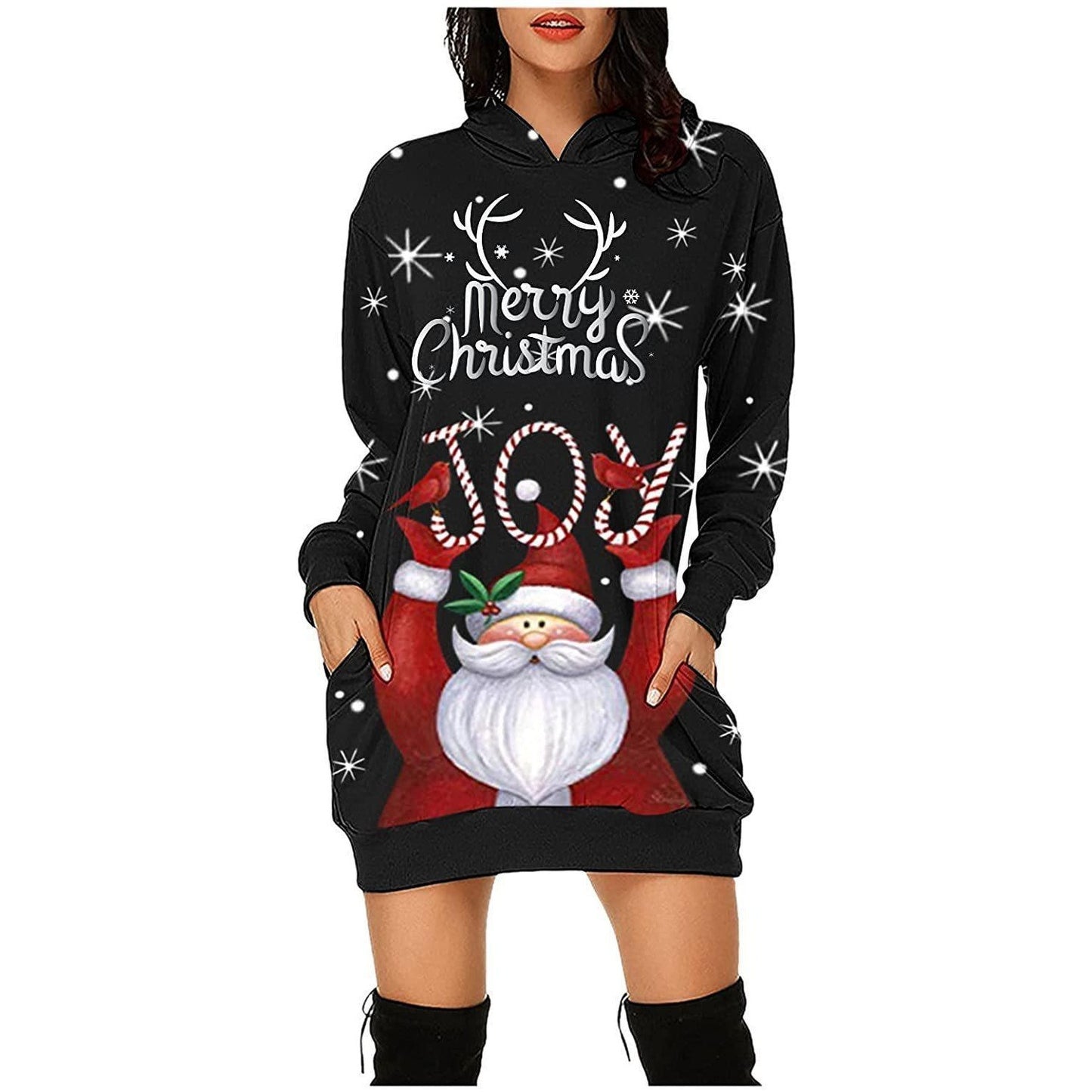 Cozy Christmas Long Sleeve Sweater Dress for Women