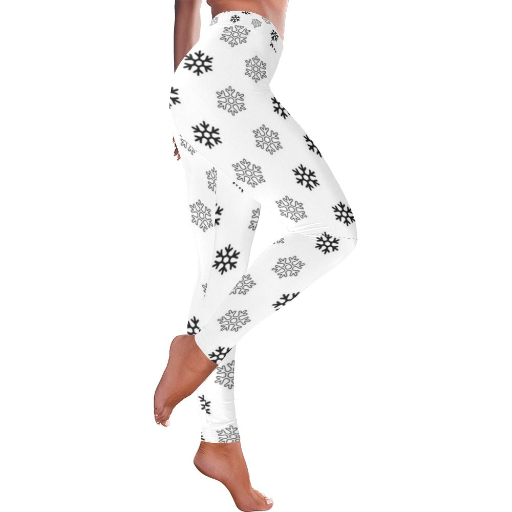 Festive Black and White Women's All-Over Low Rise Leggings