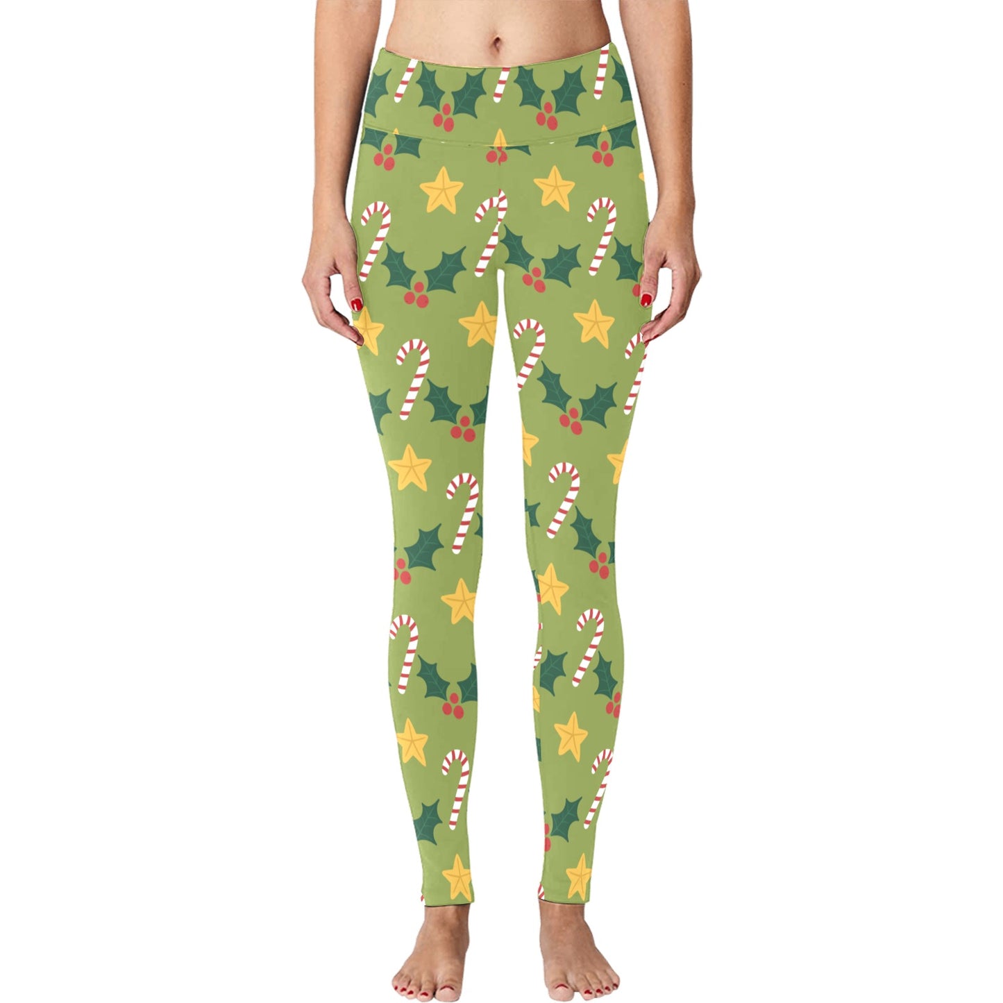 Green Christmas Running Women's Workout Leggings