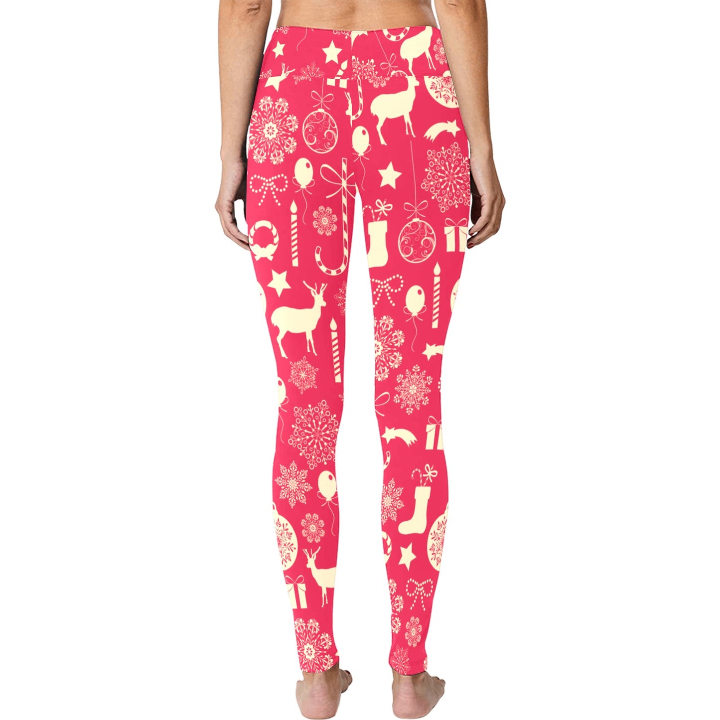 Pink and Cream Christmas Running Leggings