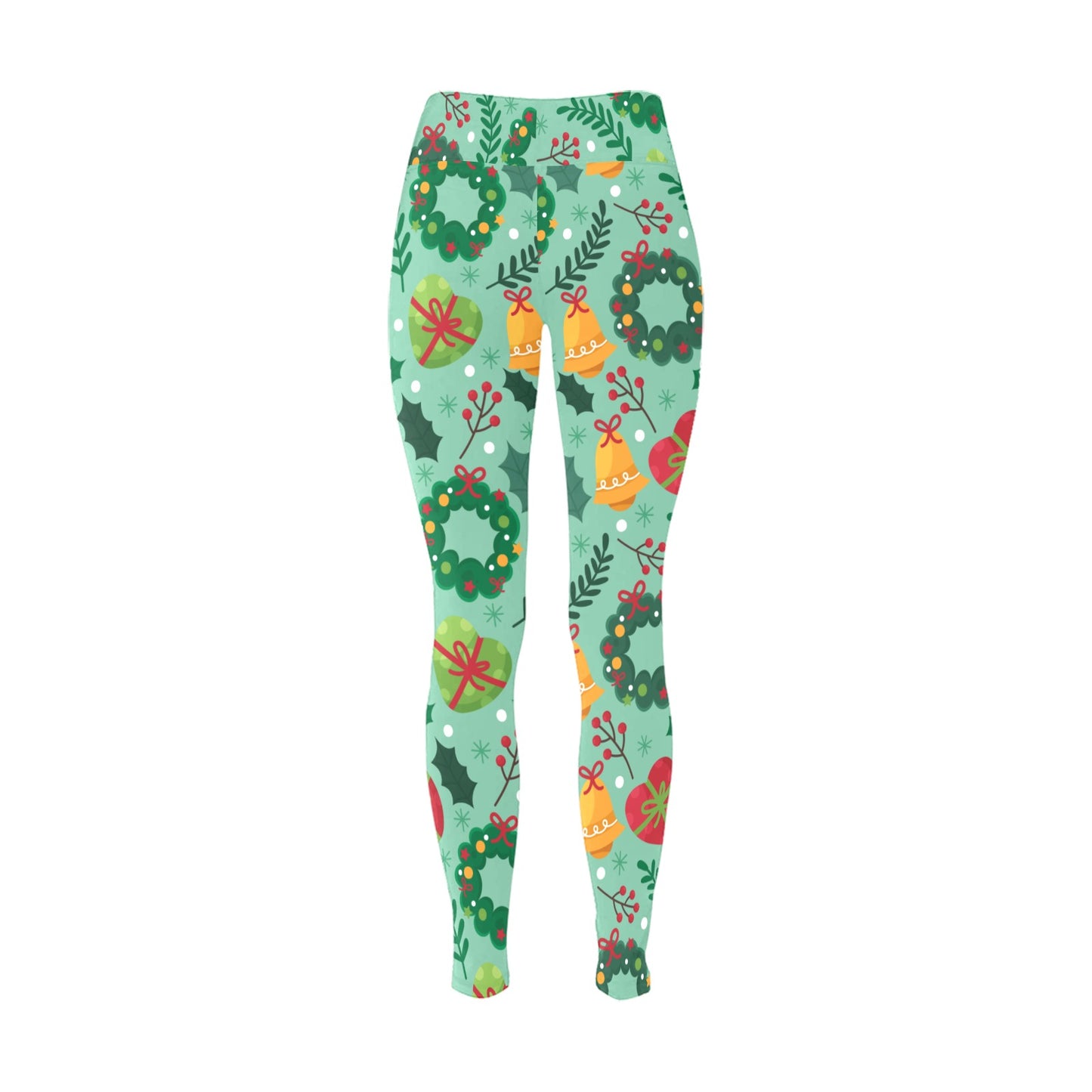 Green Wreath Christmas Running Women's Workout Leggings