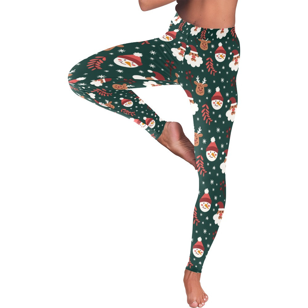 Festive Snowman Reindeer Christmas Leggings for Women
