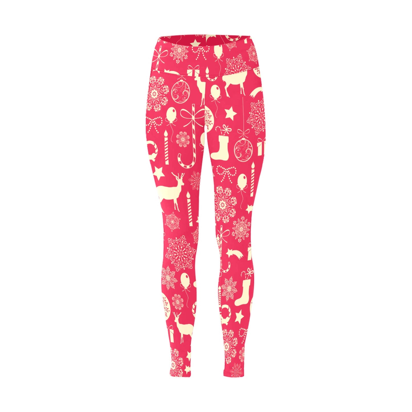 Pink and Cream Christmas Running Leggings