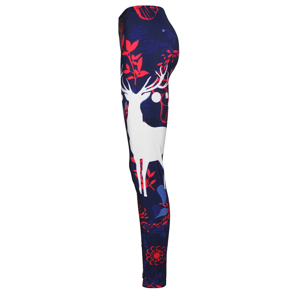 Sika Deer Print Christmas Leggings for Women