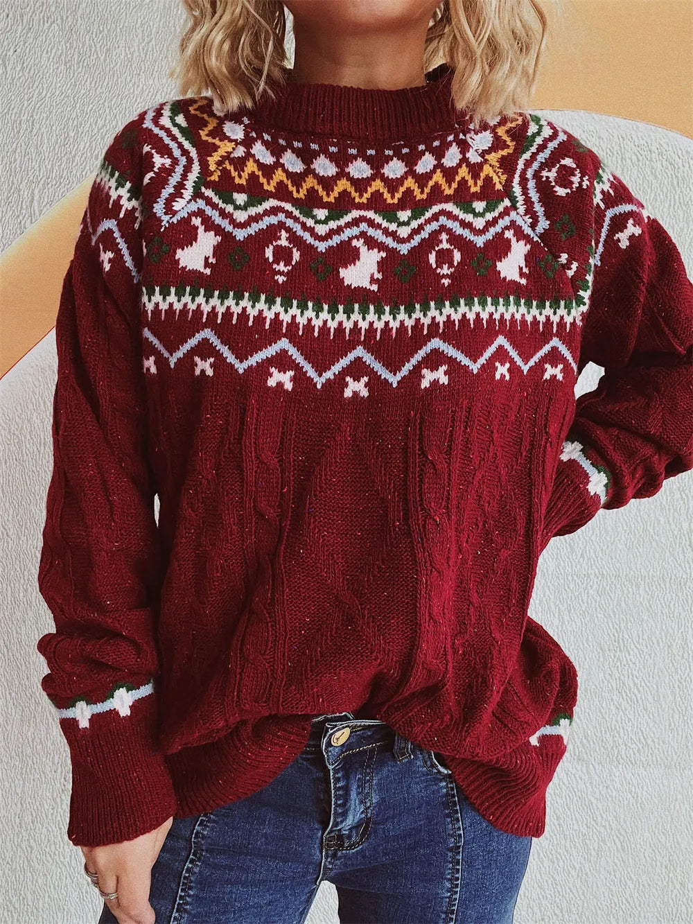 Cozy Christmas Fried Dough Twists Pullover Sweater