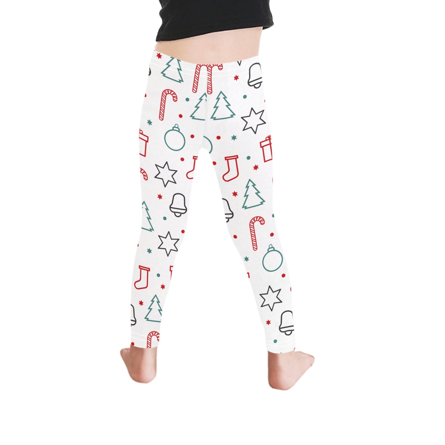 Playful White Silhouette Christmas Leggings for Girls