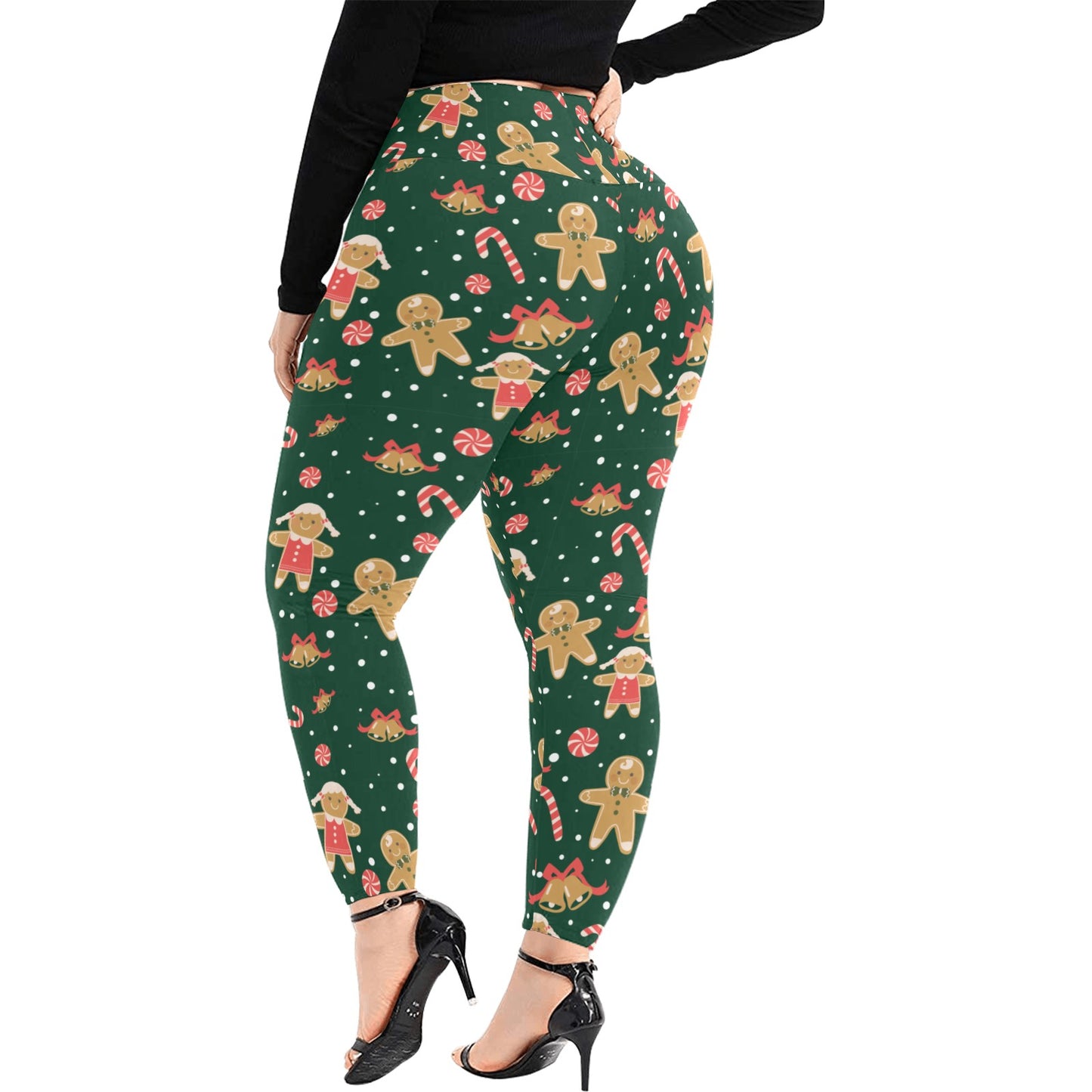 Christmas Gingerbread Family Plus Size High Waist Leggings