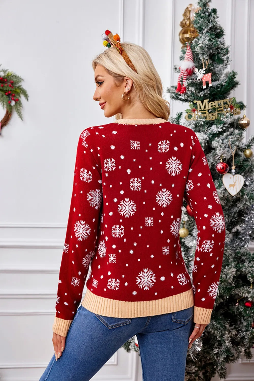 Festive Santa Claus Round Neck Long Sleeve Sweater