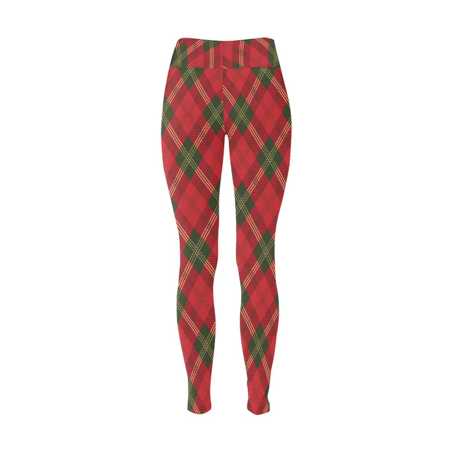 Red and Green Plaid Christmas Running Leggings