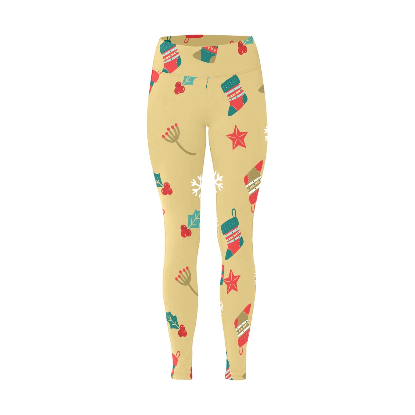 Tan Christmas Running Women's Workout Leggings