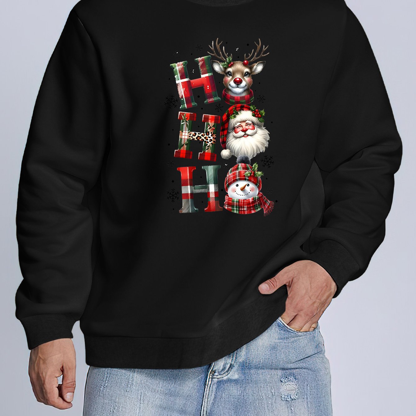 Men's Christmas Sweatshirt - Casual Street Style, Round Neck