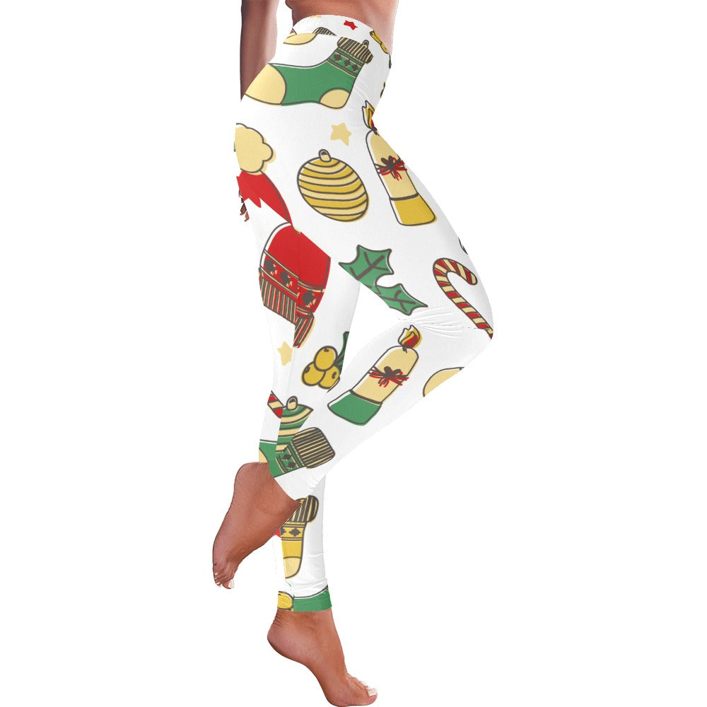 Festive White Christmas Women's All-Over Low Rise Leggings