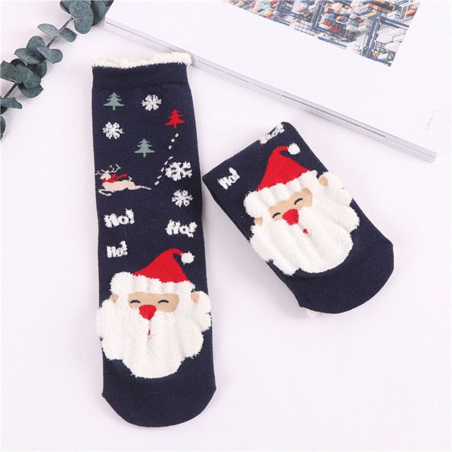 Cozy Christmas Themed Cotton Socks for Women