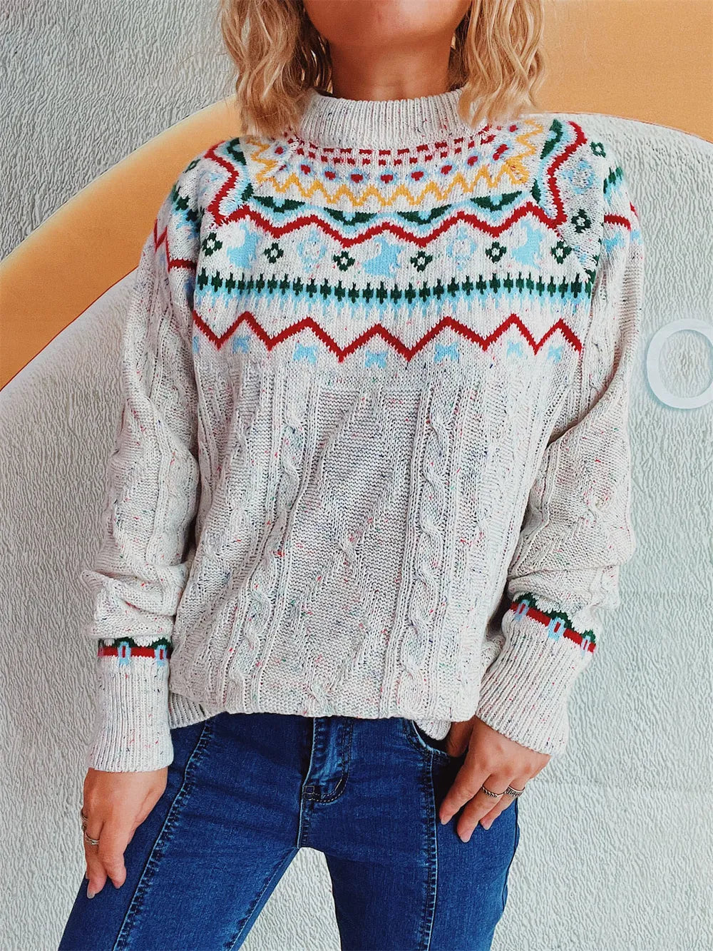 Cozy Christmas Fried Dough Twists Pullover Sweater