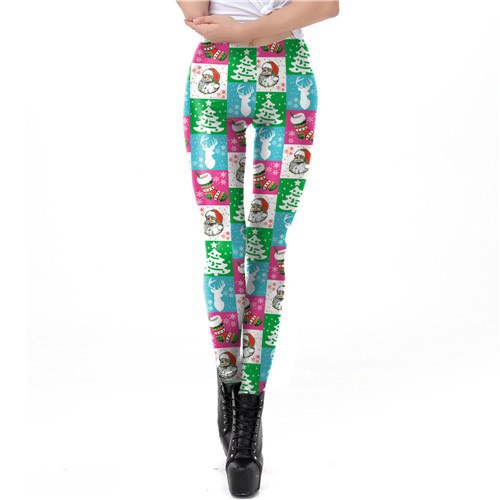 Christmas Tree Leggings for Women - Santa Claus Design