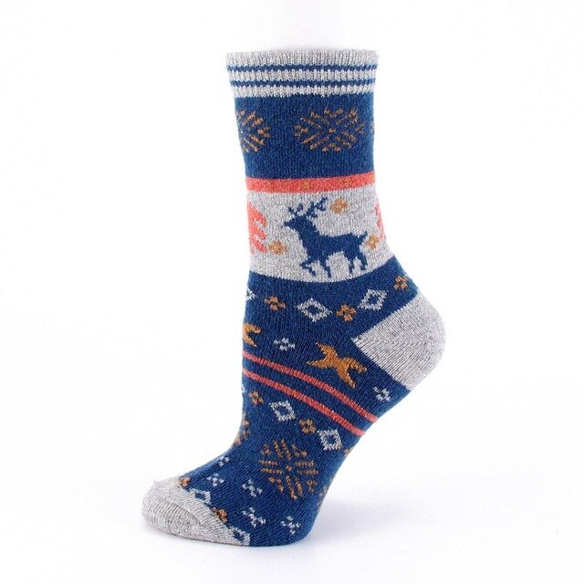 Playful Christmas Elk Woolen Socks