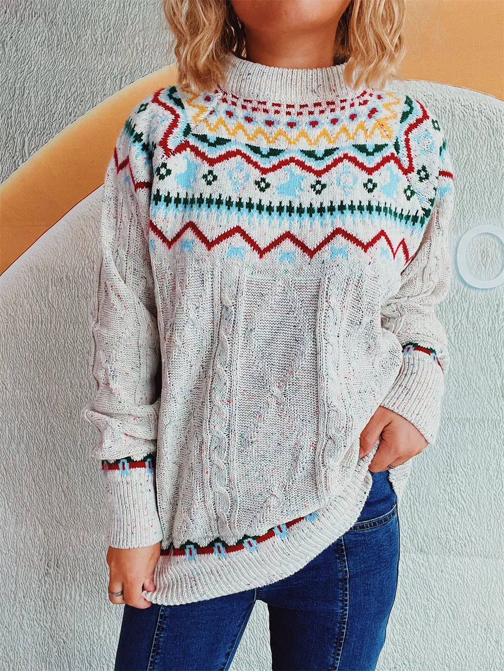 Cozy Christmas Fried Dough Twists Pullover Sweater