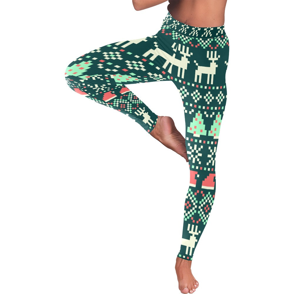 Festive Green Christmas Pattern Women's All-Over Leggings