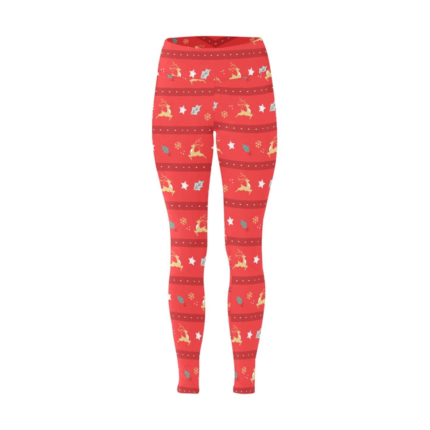 Red Reindeer Christmas Running Women's Workout Leggings