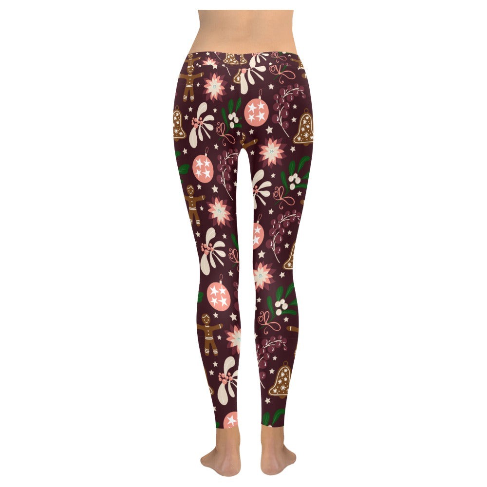 Christmas Gingerbread Flower Bell Women's Low Rise Leggings