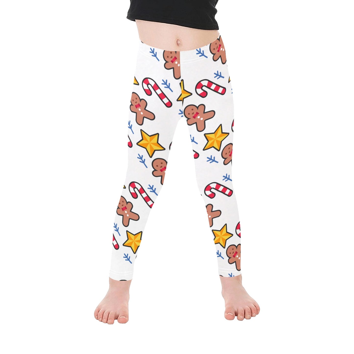 Candy Cane Gingerbread Star All-Over Print Girls Leggings