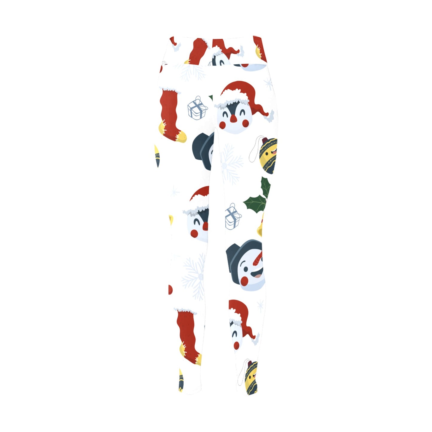 White Snowman and Ornament Christmas Running Women's Workout Leggings