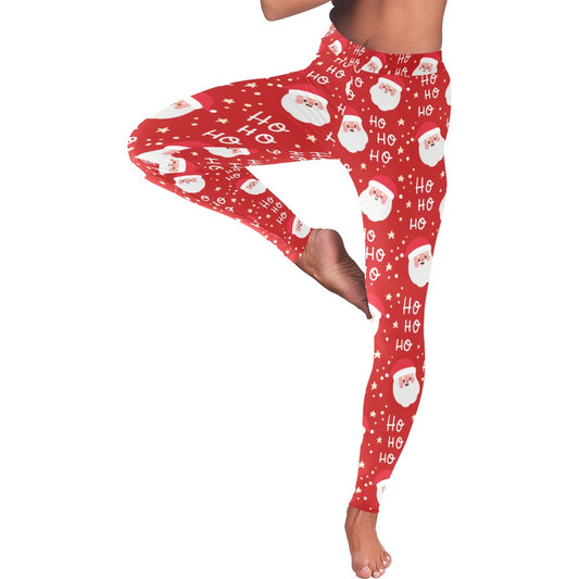 Red Santa Ho Ho Ho Christmas Women's All-Over Low Rise Leggings