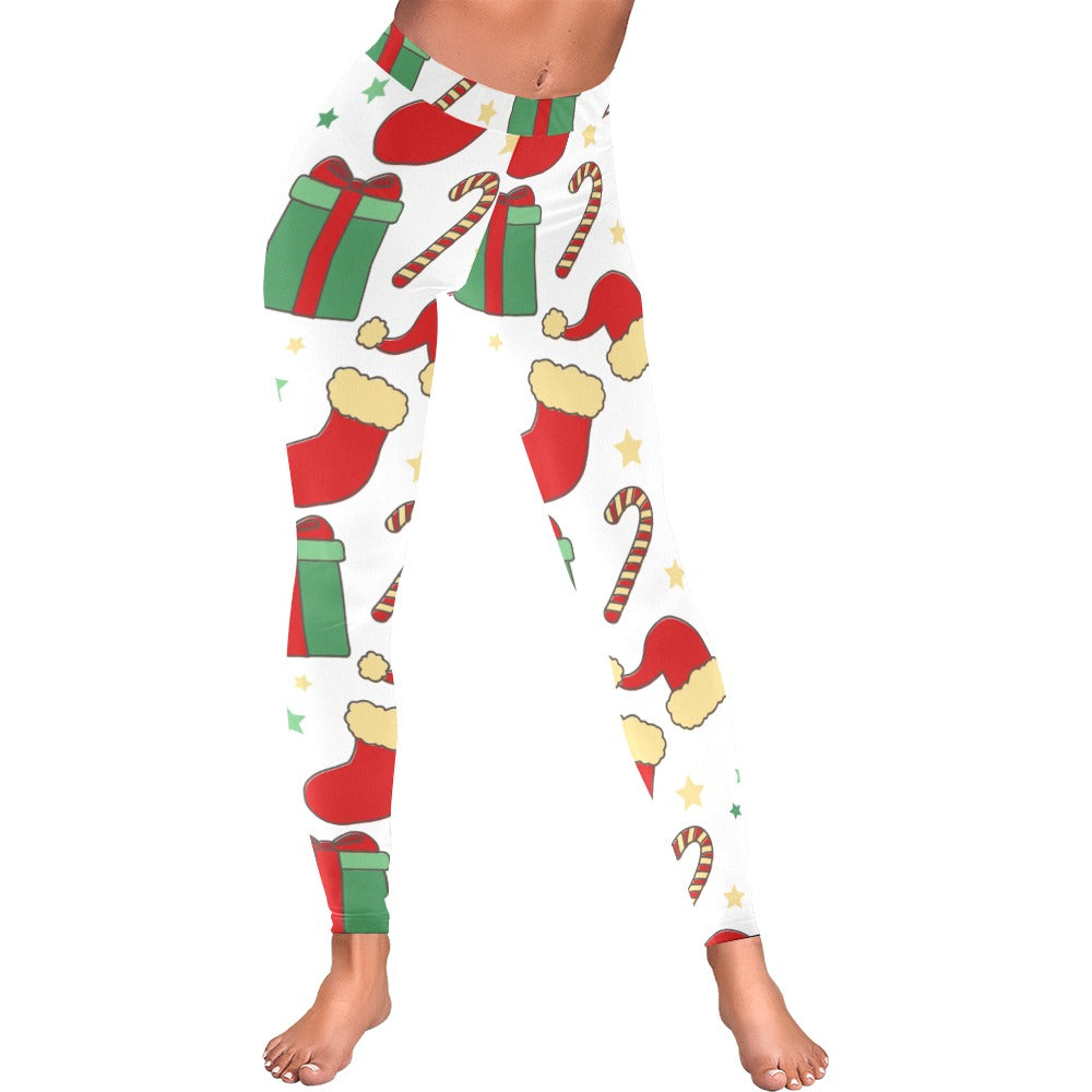 Festive Candy Cane Women's All-Over Low Rise Leggings