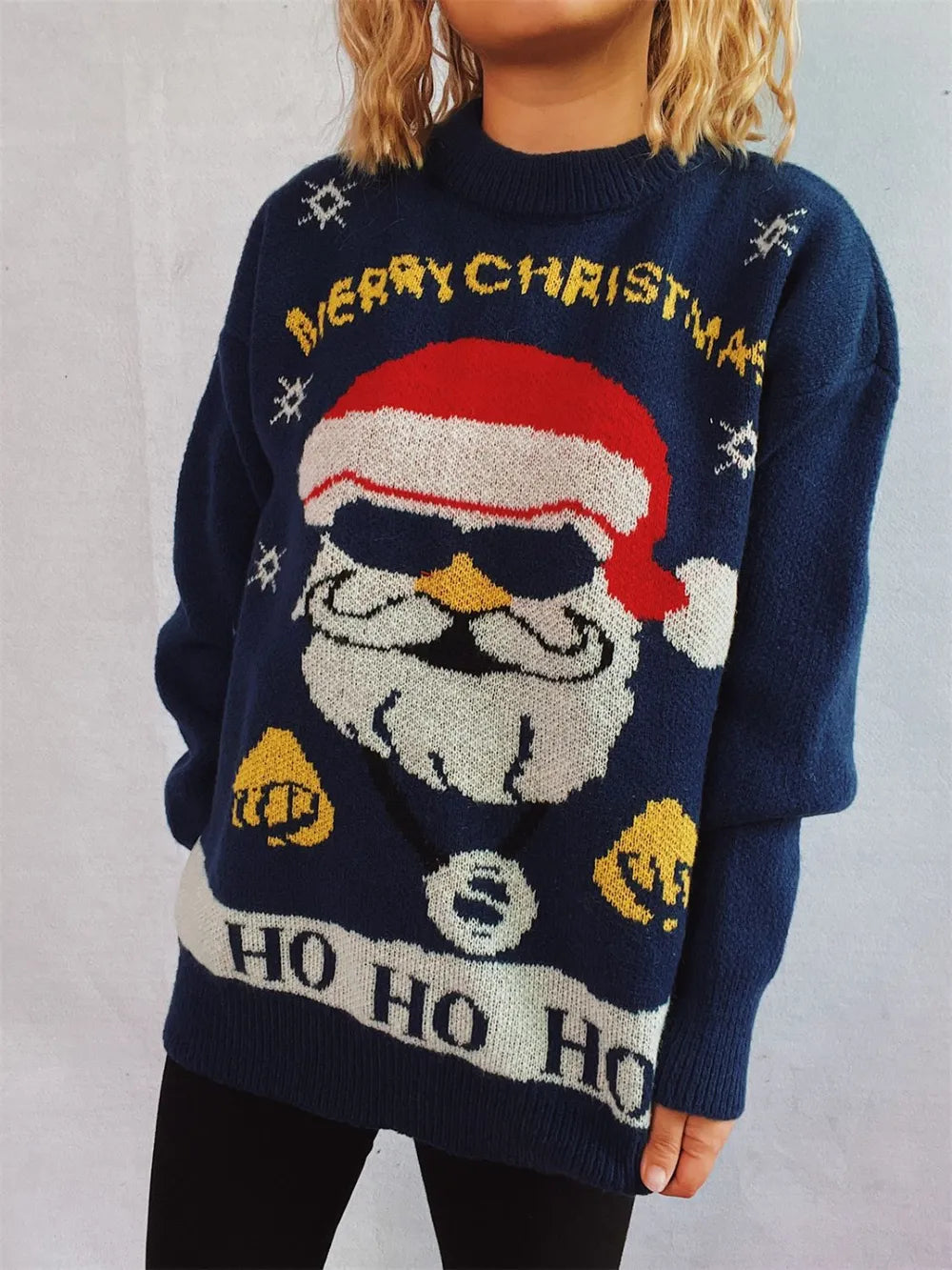 Santa Claus Round Neck Long Sleeve Sweater