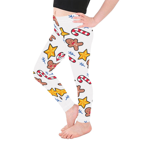 Candy Cane Gingerbread Star All-Over Print Girls Leggings