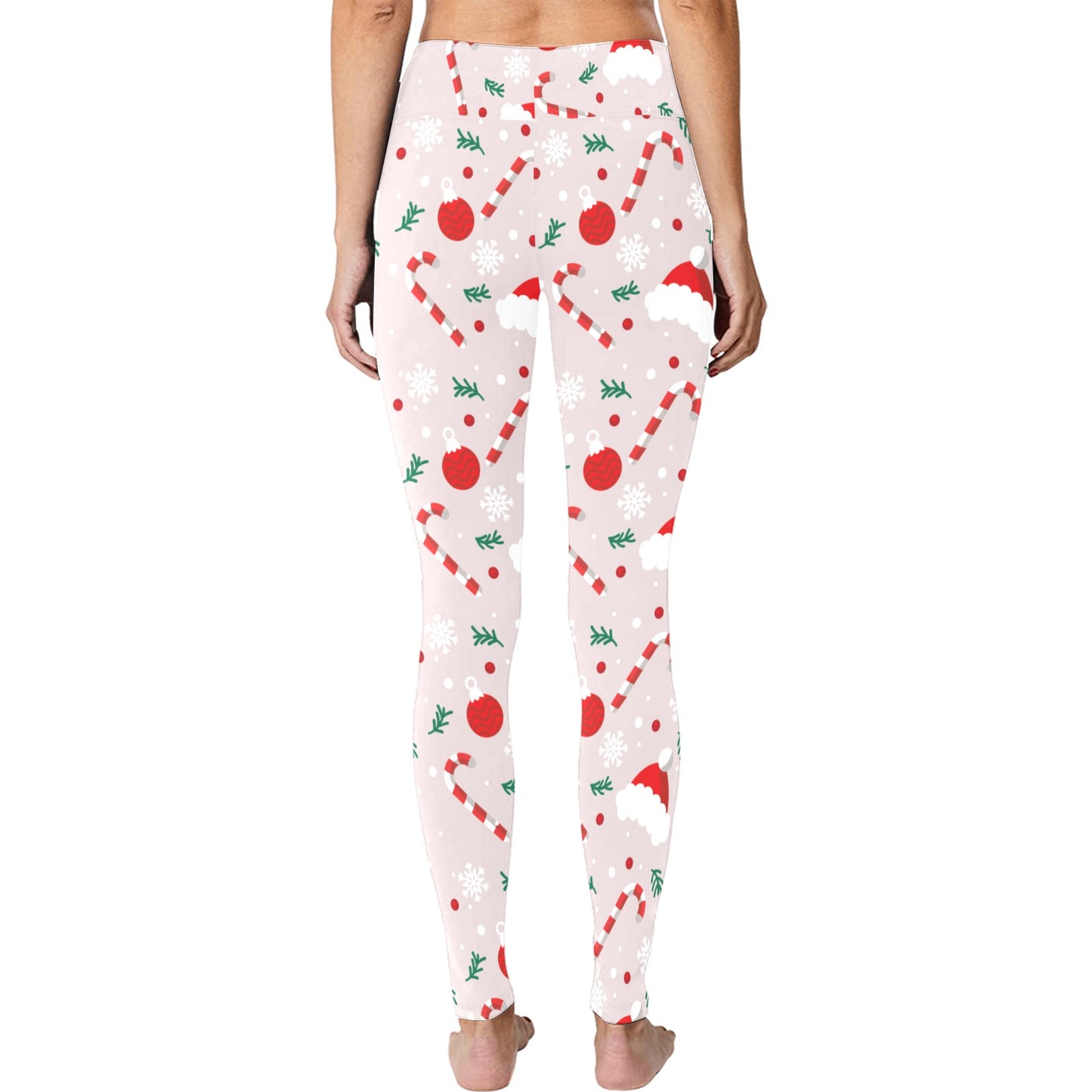 Candy Cane Santa Hat Christmas Running Women's Workout Leggings