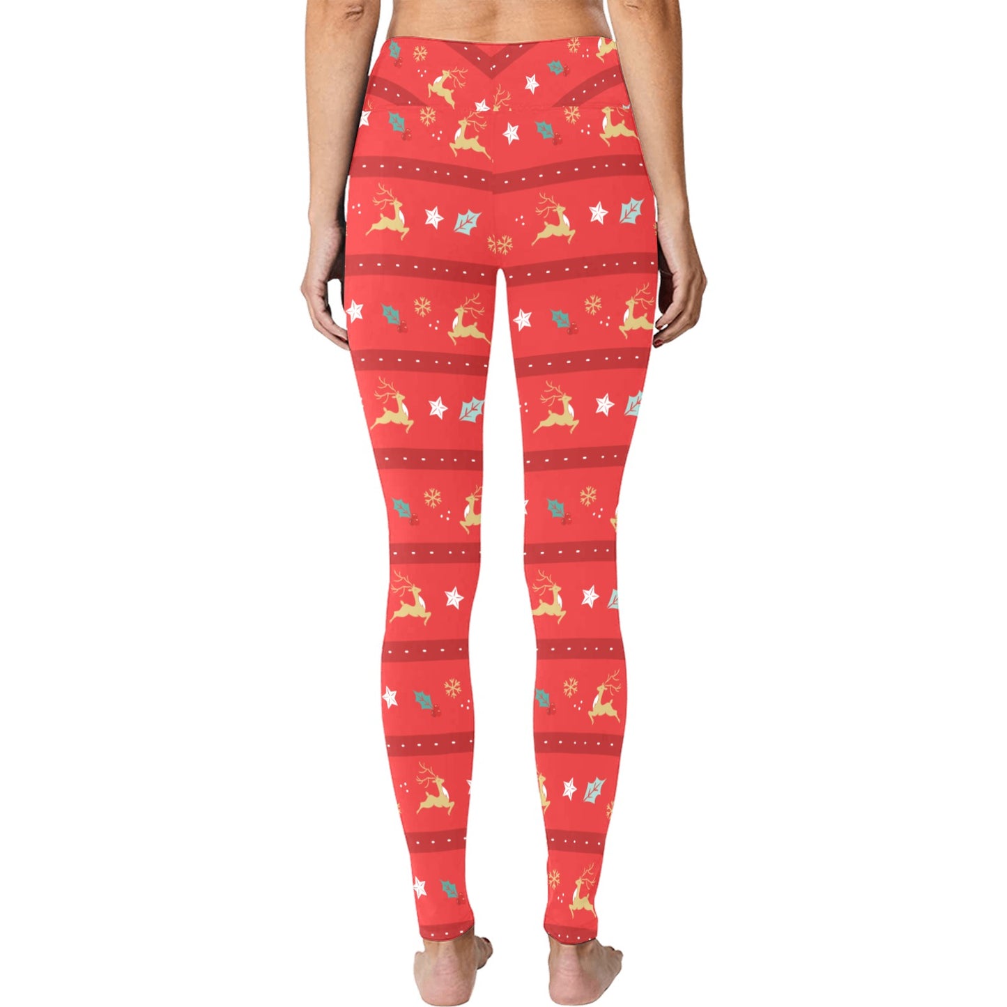 Red Reindeer Christmas Running Women's Workout Leggings