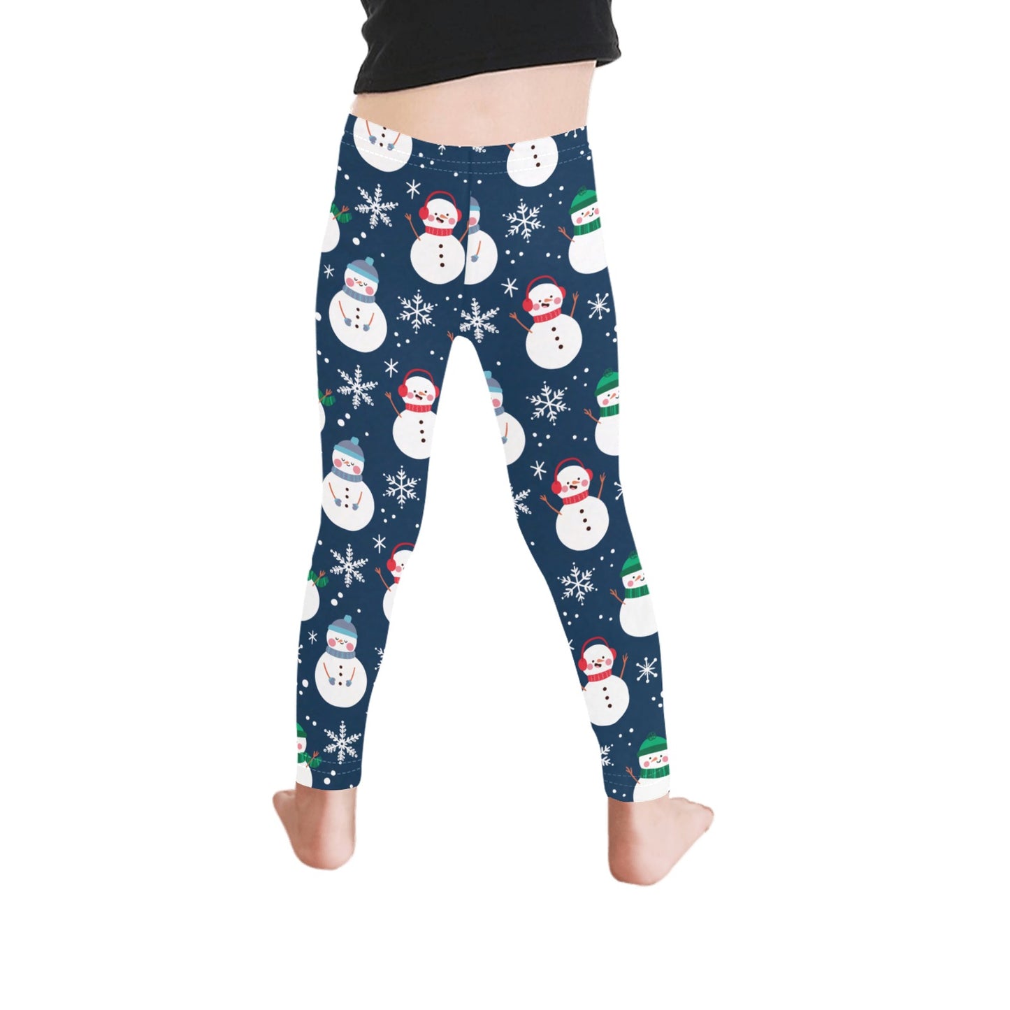 Dark Blue Snowmen Christmas Leggings for Girls