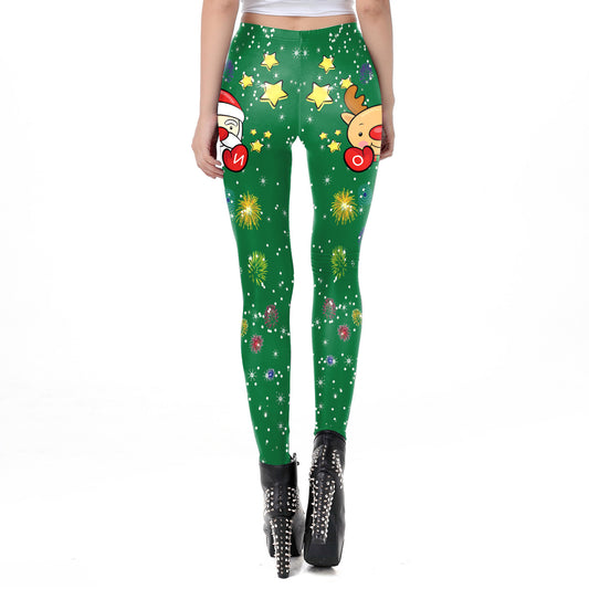 Santa Claus Elk Leggings for Women