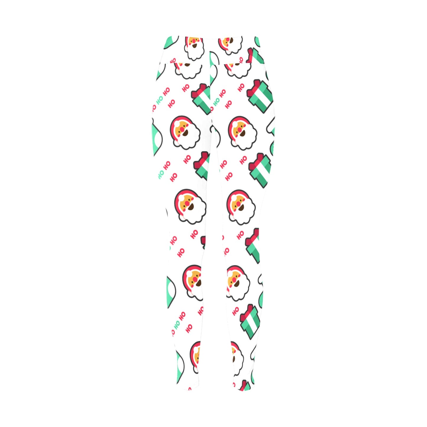 White Ho Ho Ho Santa Stocking Gifts Christmas Running Women's Workout Leggings