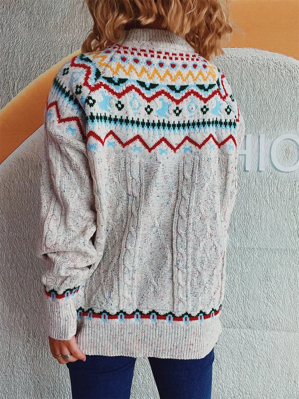 Cozy Christmas Fried Dough Twists Pullover Sweater