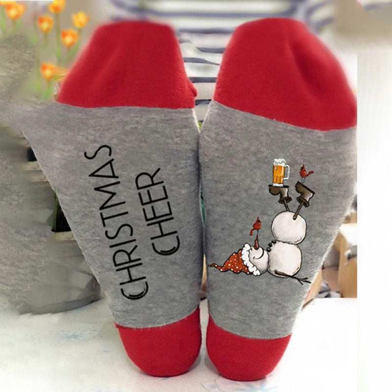 Playful Christmas Snowman Color Block Socks