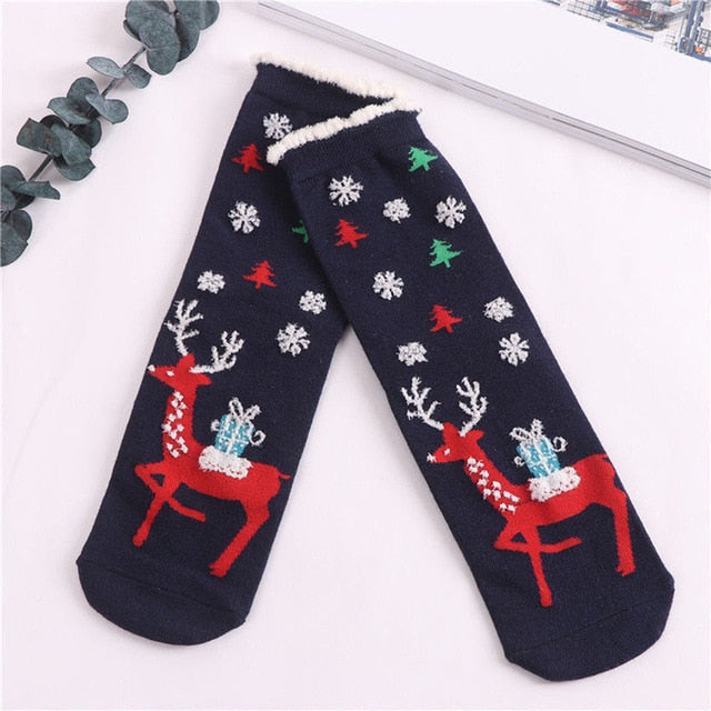Cozy Christmas Themed Cotton Socks for Women