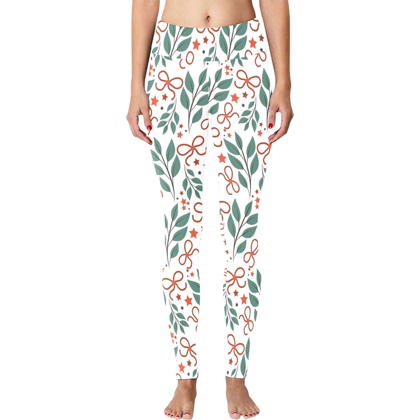 Christmas Running White Mistletoe Women's Workout Leggings