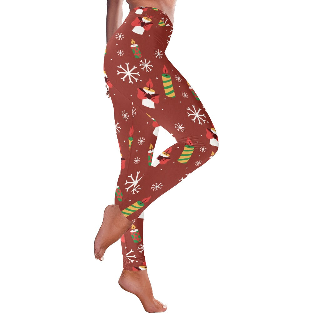Festive Christmas Candle All-Over Low Rise Leggings