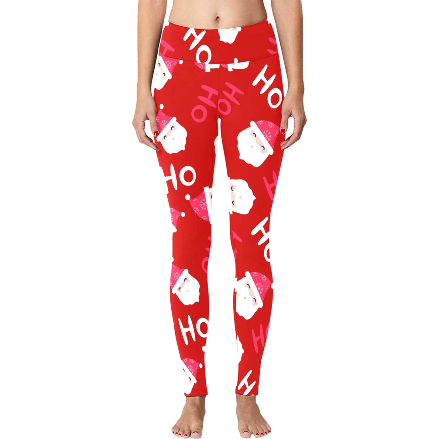 Red Santa Ho Ho Ho Christmas Running Women's Workout Leggings