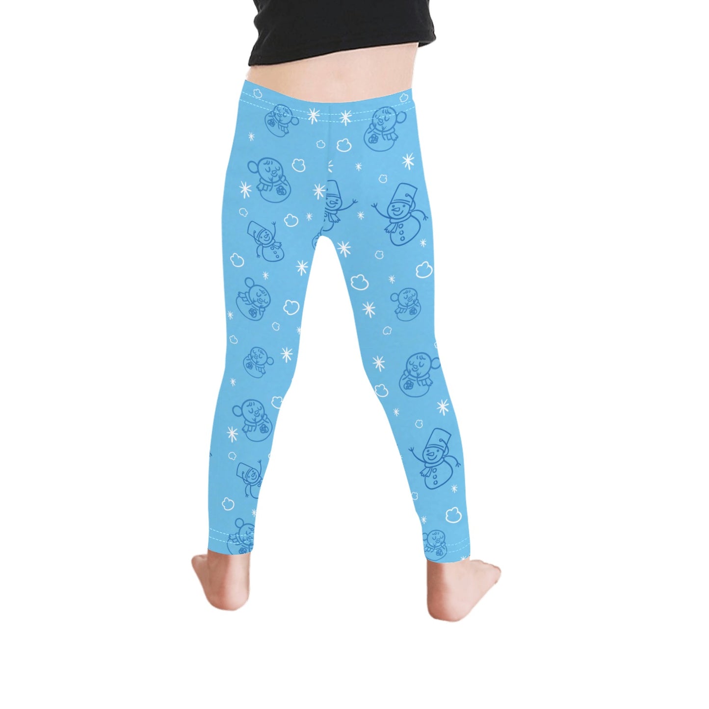 Light Blue Snowmen Christmas Leggings for Girls