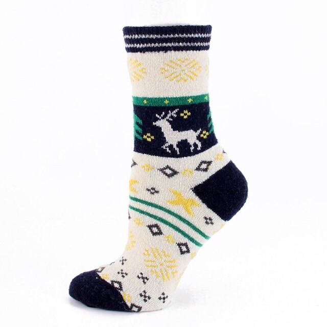 Playful Christmas Elk Woolen Socks