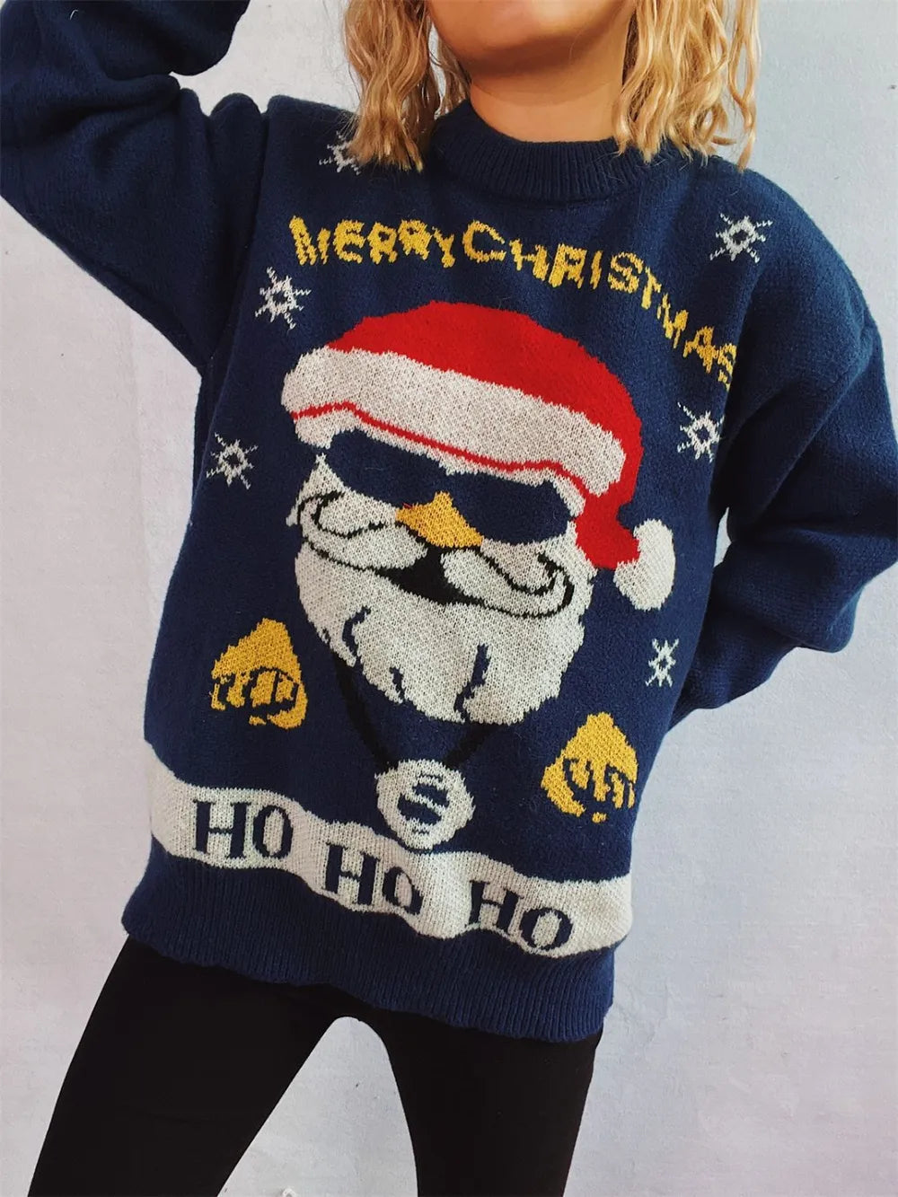 Santa Claus Round Neck Long Sleeve Sweater
