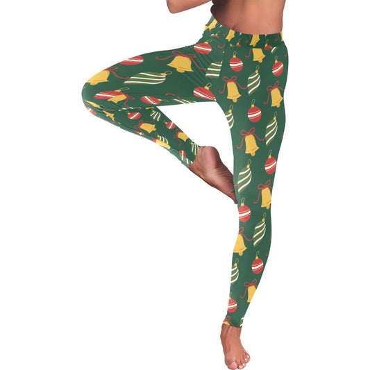 Dark Green Christmas Ornaments All-Over Low Rise Leggings